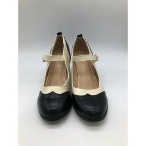 Chase & Chloe Dora-2 Women's Mary Jane Black/White Pump Heels US Size 10 NWOT